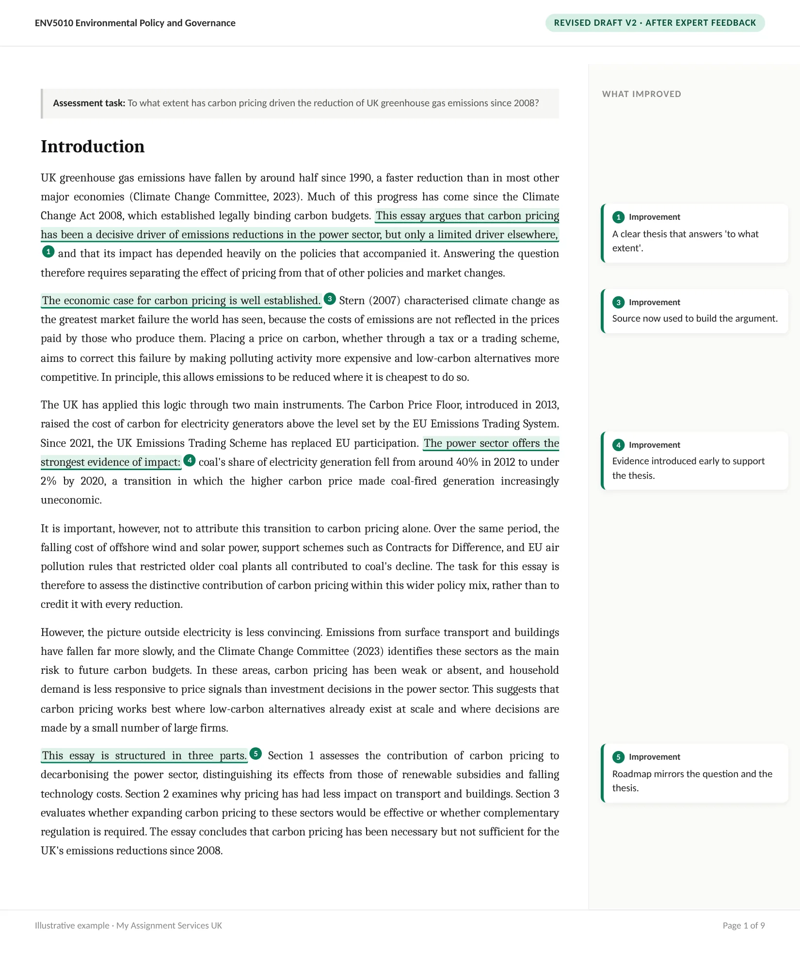 After: revised draft, Environmental policy essay, introduction