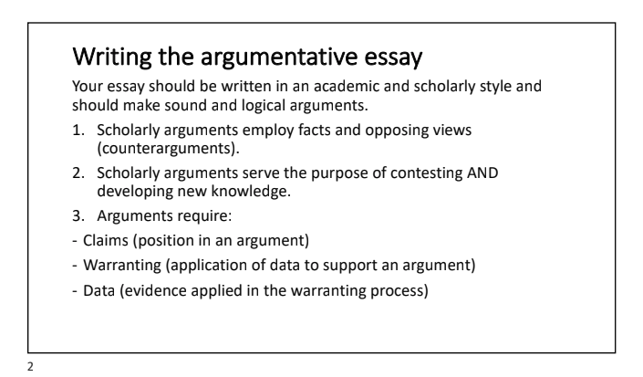 writing the argumentative essay