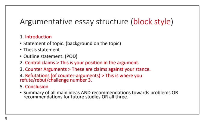argumentative essay structure