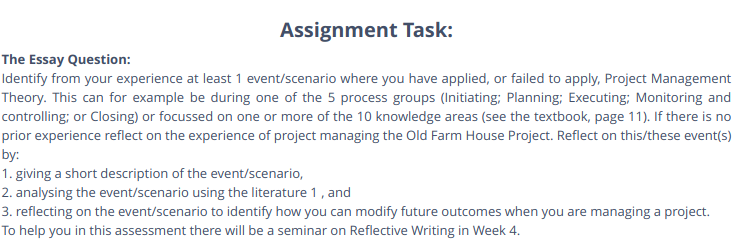 project management assignment sample