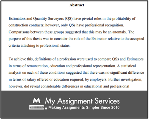 Quantity Surveying Dissertation Topics Sample
