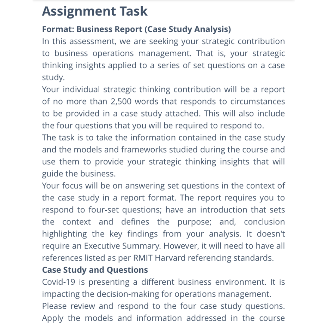 operations management assignment sample