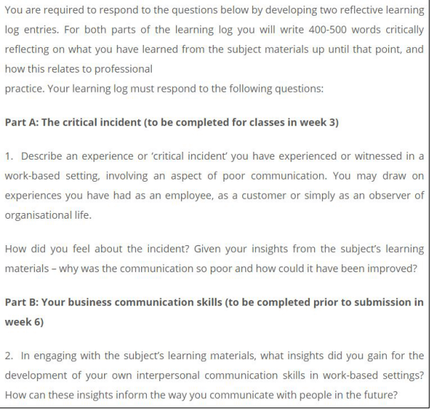 Business Communication Sample Assignment