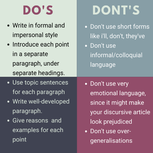 Discursive essay do's and don'ts