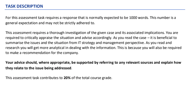 coursework assessment task description