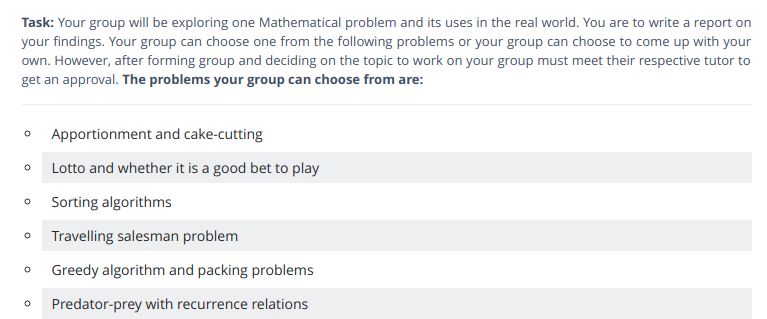 maths coursework assessment sample